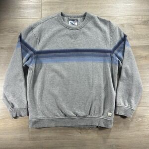 Marine Layer Men's Med Cloud 9 Fleece Relaxed Crewneck Heather Gray Multi Stripe